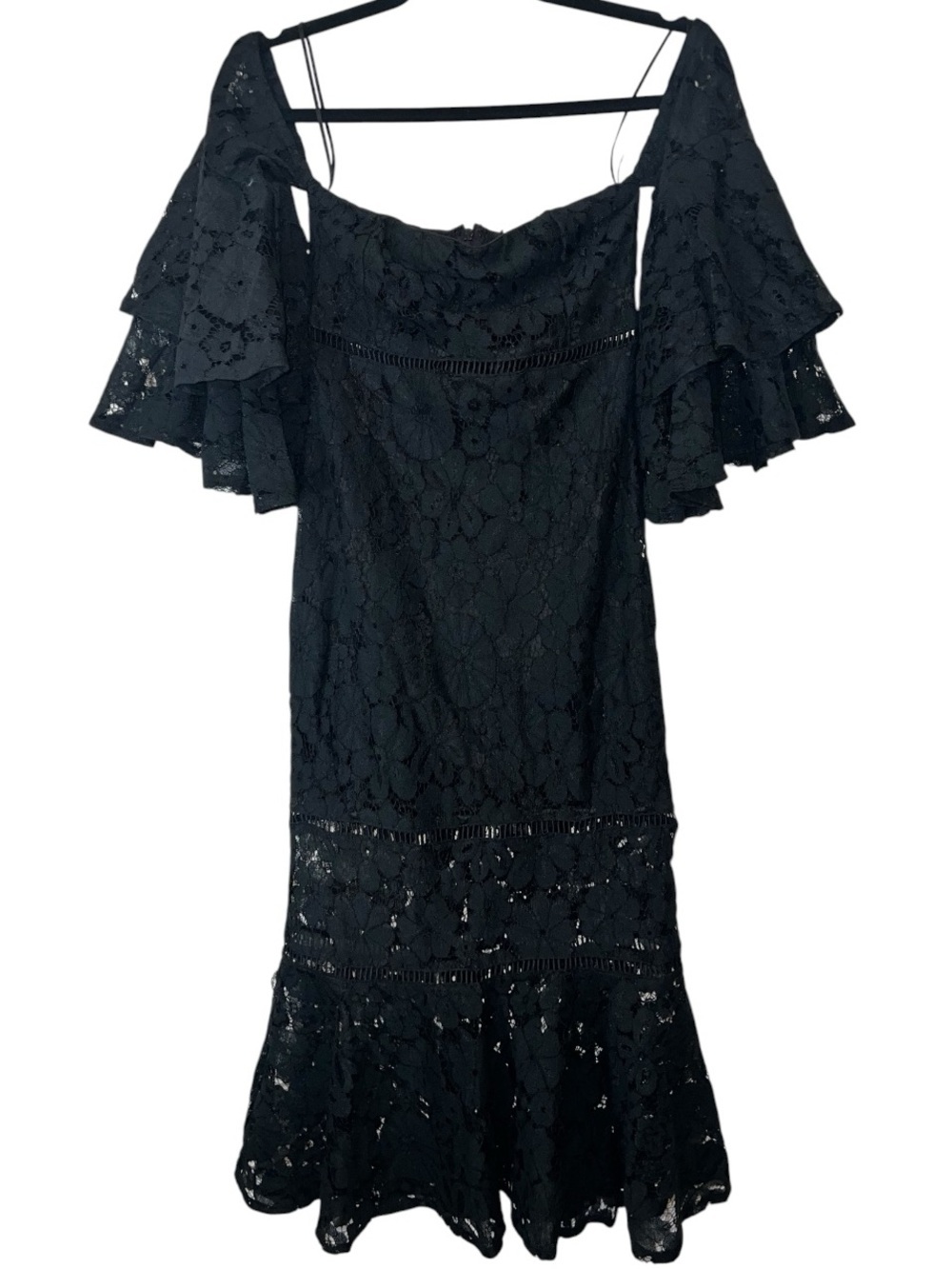 Klesis NWT Black Lace Off Shoulder Flutter Sleeve Mini Dress Size Small
